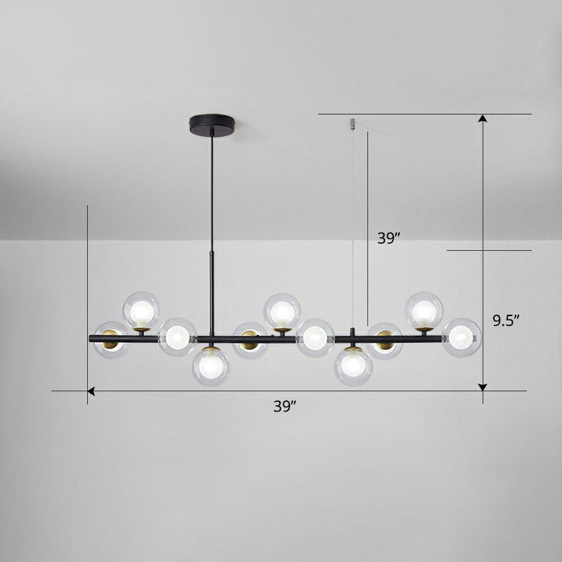 Glass Bubble Hanging Lamp Postmodernism LED Island Lighting Fixture for Dining Room 11 Black Clear Clearhalo 'Ceiling Lights' 'Island Lights' Lighting' 2265871