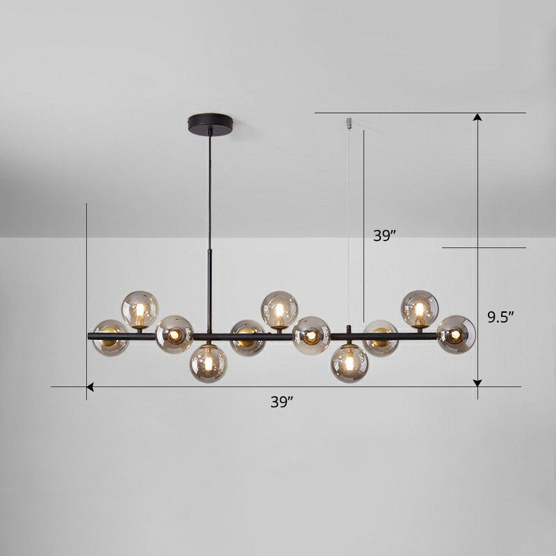 Glass Bubble Hanging Lamp Postmodernism LED Island Lighting Fixture for Dining Room 11 Black Smoke Grey Clearhalo 'Ceiling Lights' 'Island Lights' Lighting' 2265883