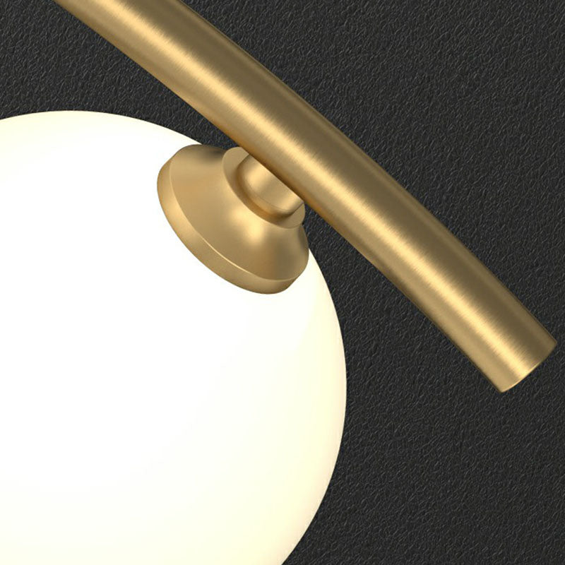 Minimalist Wavy Ceiling Pendant Milk Ball Glass Dining Room Island Lighting in Gold Clearhalo 'Ceiling Lights' 'Island Lights' Lighting' 2265928