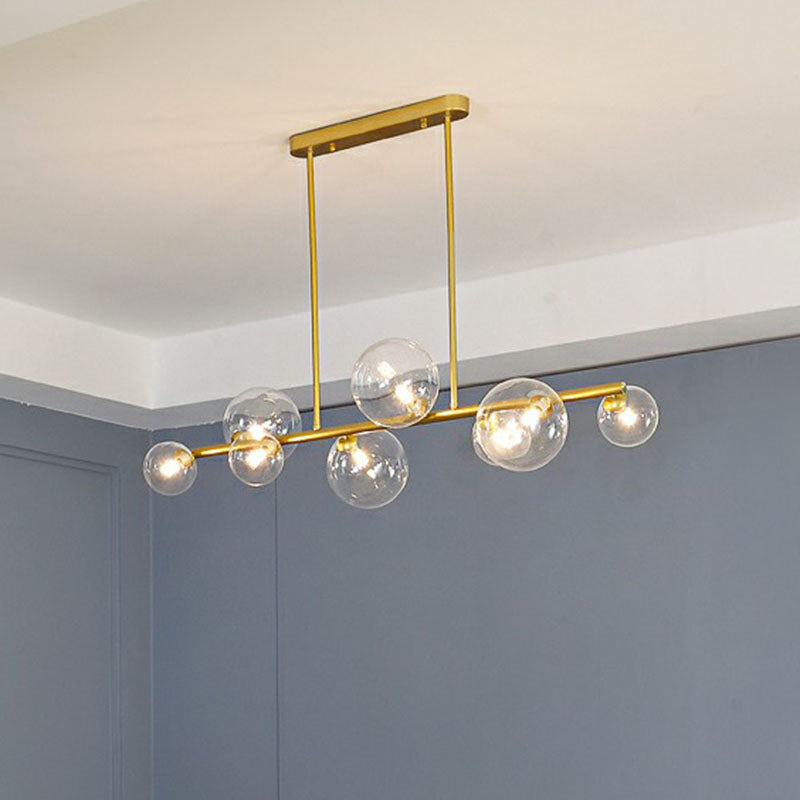 Clear Glass Bubbles Island Lamp Contemporary Hanging Ceiling Light for Dining Room Clearhalo 'Ceiling Lights' 'Island Lights' Lighting' 2265929