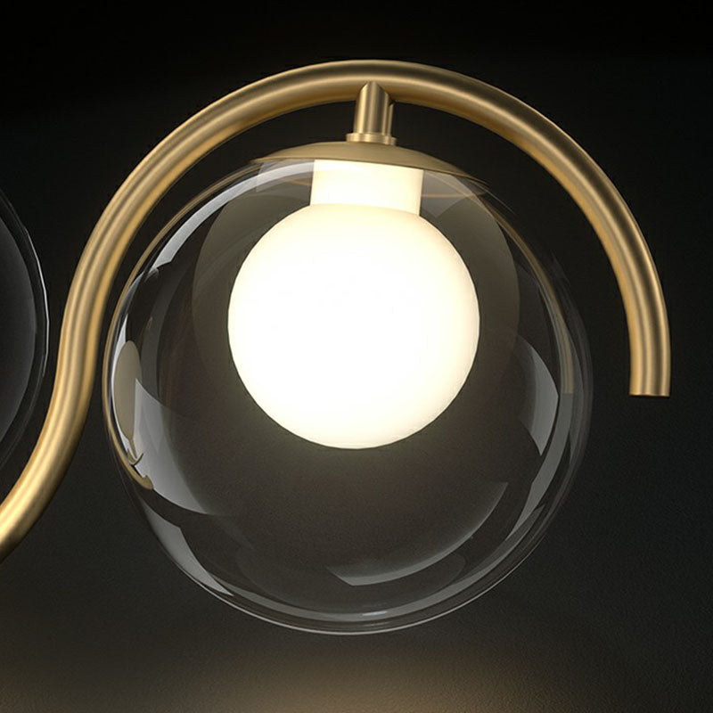 Wavy Metallic Island Light Fixture Postmodern Hanging Lamp with Ball Glass Shade Clearhalo 'Ceiling Lights' 'Island Lights' Lighting' 2265991