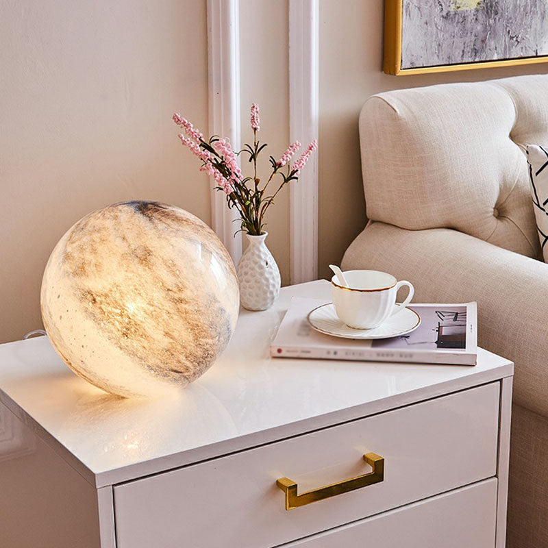 Novelty Nordic Planet Table Lamp Stained Glass 1 Head Childrens Bedroom Night Light Clearhalo 'Lamps' 'Table Lamps' Lighting' 2266095