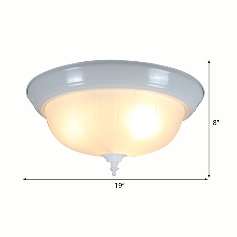 3 Lights Bowl Flush Light Fixture Traditional White Glass Ceiling Mount for Living Room, 13"/15"/19" Wide Clearhalo 'Ceiling Lights' 'Close To Ceiling Lights' 'Close to ceiling' 'Flush mount' Lighting' 226620