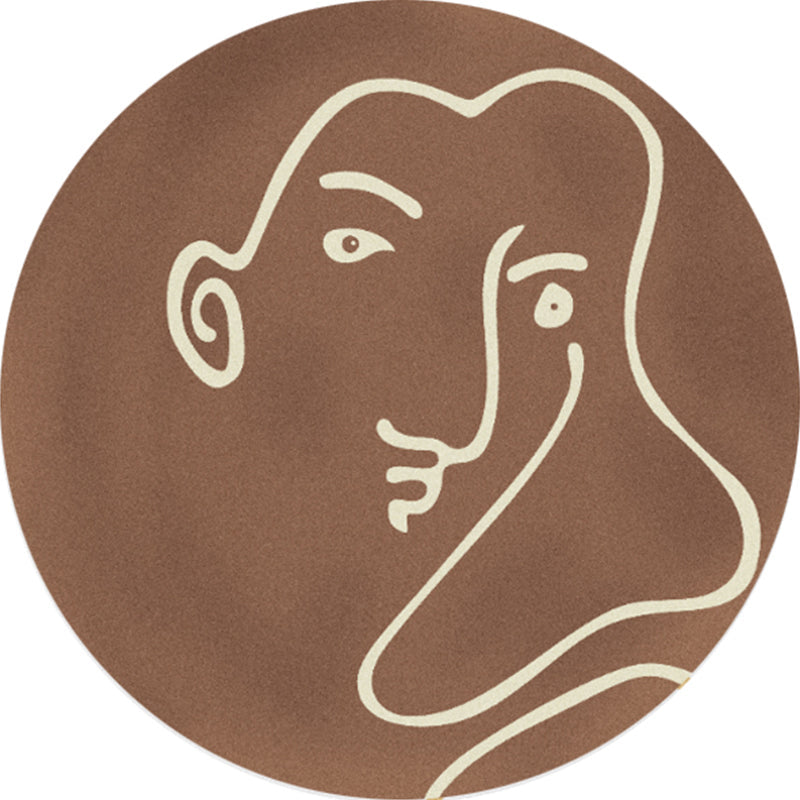 Artistic Figure Line Art Rug Multi Color Minimalist Carpet Synthetics Pet Friendly Anti-Slip Backing Machine Washable Rug for Bedroom Brown Clearhalo 'Area Rug' 'Rug' 2266539