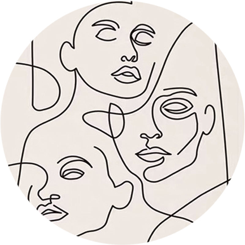 Artistic Figure Line Art Rug Multi Color Minimalist Carpet Synthetics Pet Friendly Anti-Slip Backing Machine Washable Rug for Bedroom Cream Clearhalo 'Area Rug' 'Rug' 2266545