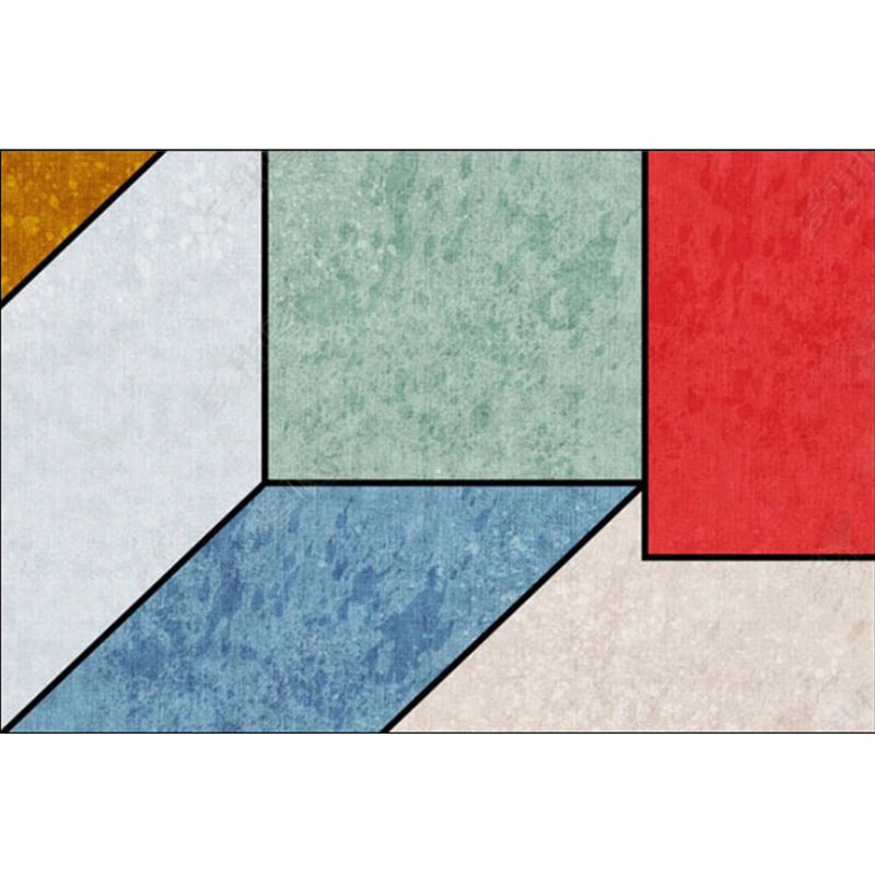 Modern Geometry Color Block Rug Multi-Color Synthetics Carpet Washable Anti-Slip Backing Pet Friendly Rug for Living Room Red Clearhalo 'Area Rug' 'Rug' 2266622