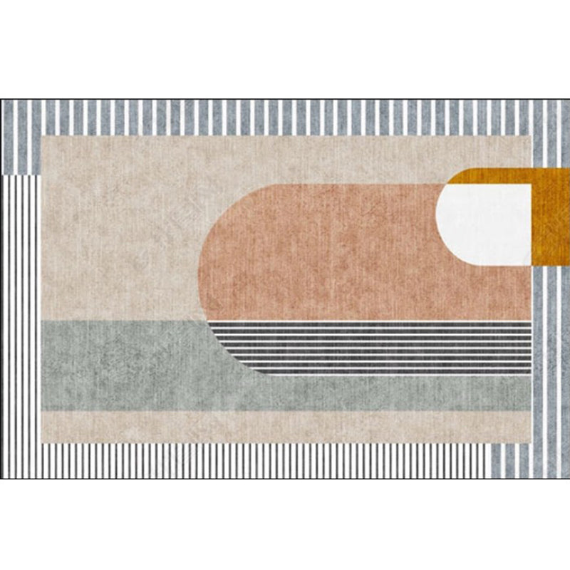 Modern Geometry Color Block Rug Multi-Color Synthetics Carpet Washable Anti-Slip Backing Pet Friendly Rug for Living Room Beige-Coffee Clearhalo 'Area Rug' 'Rug' 2266629