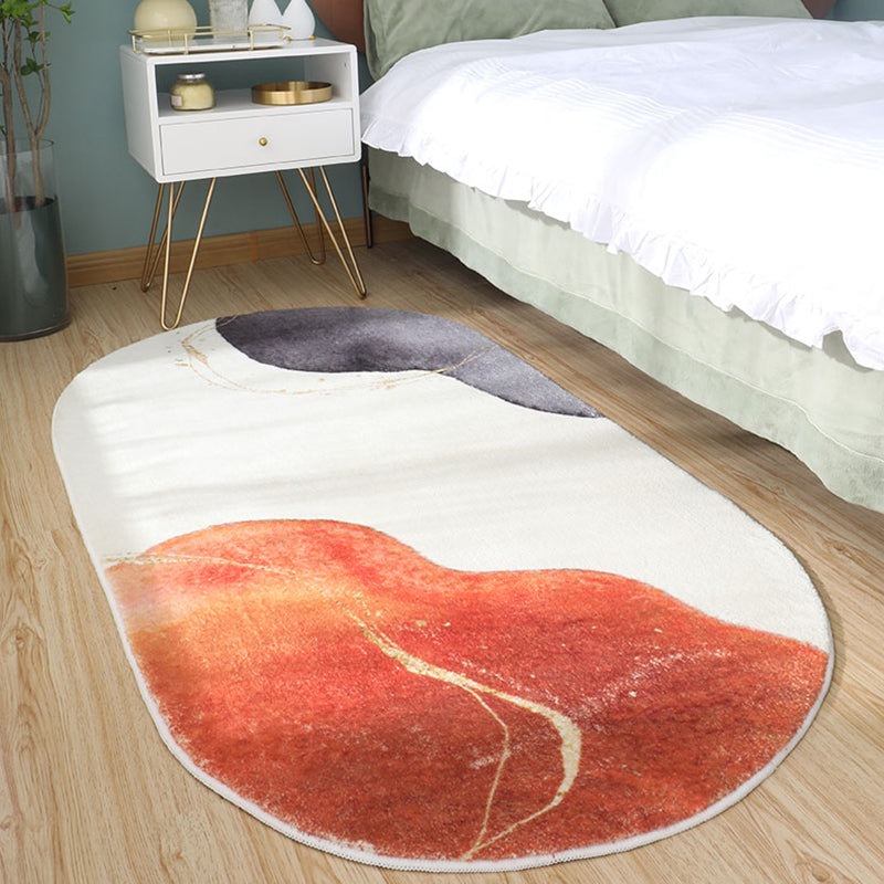 Minimalism Girls Bedside Rug Multi Color Colorblock Carpet Polyester Anti-Slip Backing Machine Washable Pet Friendly Rug Watermelon Red Clearhalo 'Area Rug' 'Rug' 2266693
