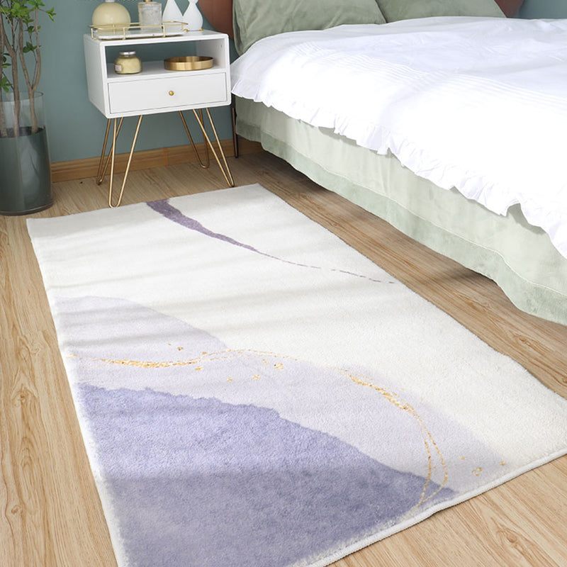 Minimalism Girls Bedside Rug Multi Color Colorblock Carpet Polyester Anti-Slip Backing Machine Washable Pet Friendly Rug White-Purple Clearhalo 'Area Rug' 'Rug' 2266698