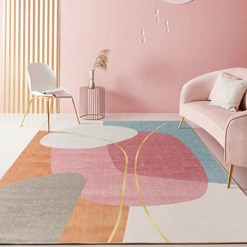 Modern Morandi Colorblock Printed Rug Multi-Color Polypropylene Carpet Machine Washable Non-Slip Stain Resistant Rug for Guest Room Pink Clearhalo 'Area Rug' 'Rug' 2266787