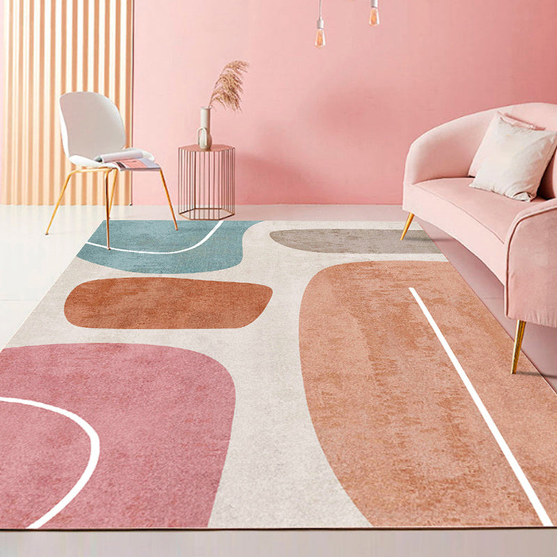 Modern Morandi Colorblock Printed Rug Multi-Color Polypropylene Carpet Machine Washable Non-Slip Stain Resistant Rug for Guest Room Yellow-Red Clearhalo 'Area Rug' 'Rug' 2266788