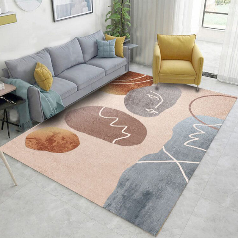 Modern Morandi Colorblock Printed Rug Multi-Color Polypropylene Carpet Machine Washable Non-Slip Stain Resistant Rug for Guest Room Light Orange Clearhalo 'Area Rug' 'Rug' 2266798