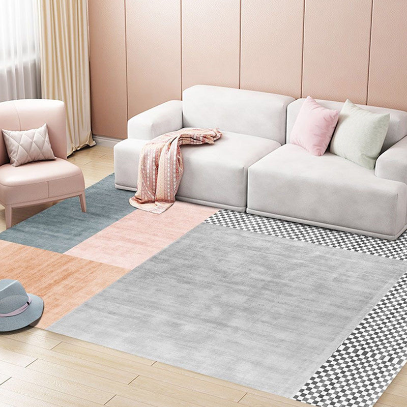 Contemporary Color Block Rug Multicolor Synthetics Carpet Washable Non-Slip Pet Friendly Rug for Living Room Grey Clearhalo 'Area Rug' 'Rug' 2266814
