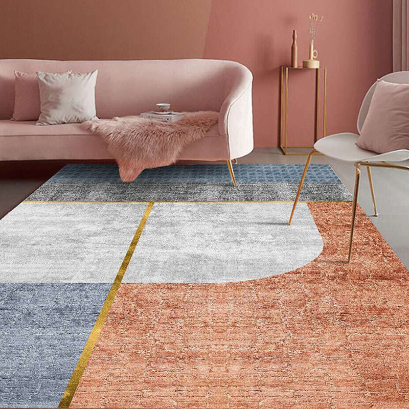 Contemporary Color Block Rug Multicolor Synthetics Carpet Washable Non-Slip Pet Friendly Rug for Living Room Brown Clearhalo 'Area Rug' 'Rug' 2266815