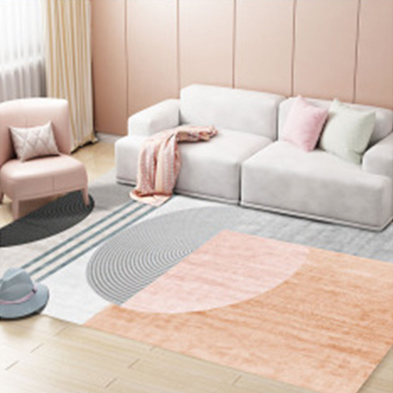 Contemporary Color Block Rug Multicolor Synthetics Carpet Washable Non-Slip Pet Friendly Rug for Living Room Light Orange Clearhalo 'Area Rug' 'Rug' 2266819