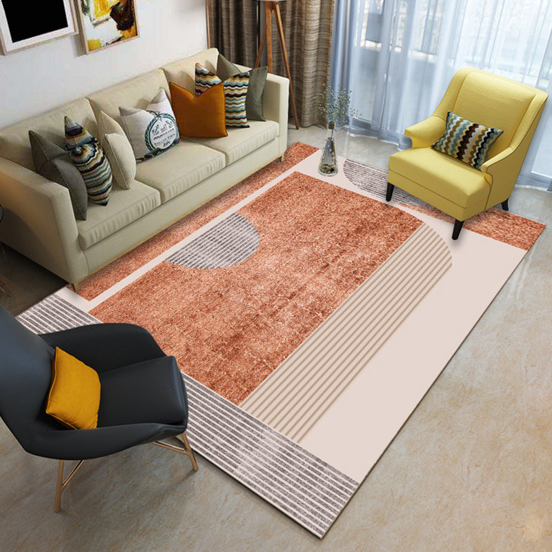 Contemporary Color Block Rug Multicolor Synthetics Carpet Washable Non-Slip Pet Friendly Rug for Living Room Orange Clearhalo 'Area Rug' 'Rug' 2266821