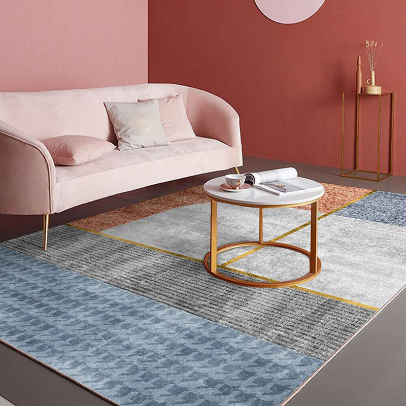 Contemporary Color Block Rug Multicolor Synthetics Carpet Washable Non-Slip Pet Friendly Rug for Living Room Gray-Blue Clearhalo 'Area Rug' 'Rug' 2266824