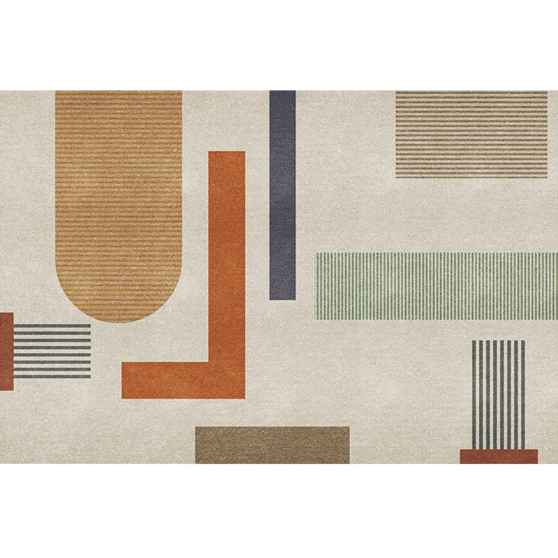 Funky Nordic Style Rug Multicolor Line Print Geometric Color Block Rug Stain Resistant Pet-Friendly Anti-Slip Carpet for Decor Brown 2'7" x 3'11" Clearhalo 'Area Rug' 'Rug' 2266850