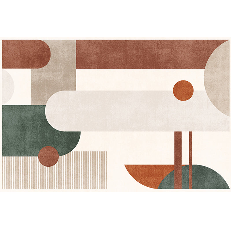 Simplicity Colorblock Art Print Rug Multi Color Synthetics Carpet Non-Slip Backing Washable Pet Friendly Rug for Great Room White-Brown Clearhalo 'Area Rug' 'Rug' 2266876