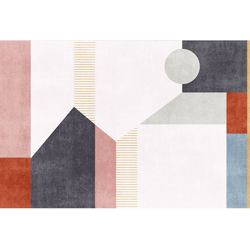 Simplicity Colorblock Art Print Rug Multi Color Synthetics Carpet Non-Slip Backing Washable Pet Friendly Rug for Great Room White Clearhalo 'Area Rug' 'Rug' 2266880