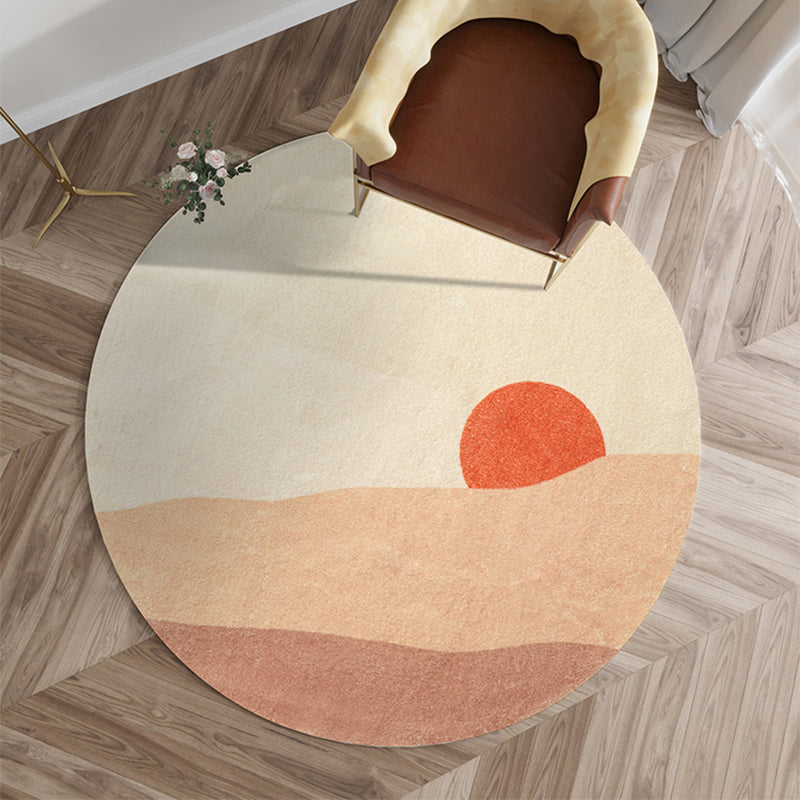 Multi-Color Home Rug Polyester Color Blocking Circle Pattern Rug Washable Stain Resistant Non-Slip Area Rug Beige Clearhalo 'Area Rug' 'Rug' 2267117