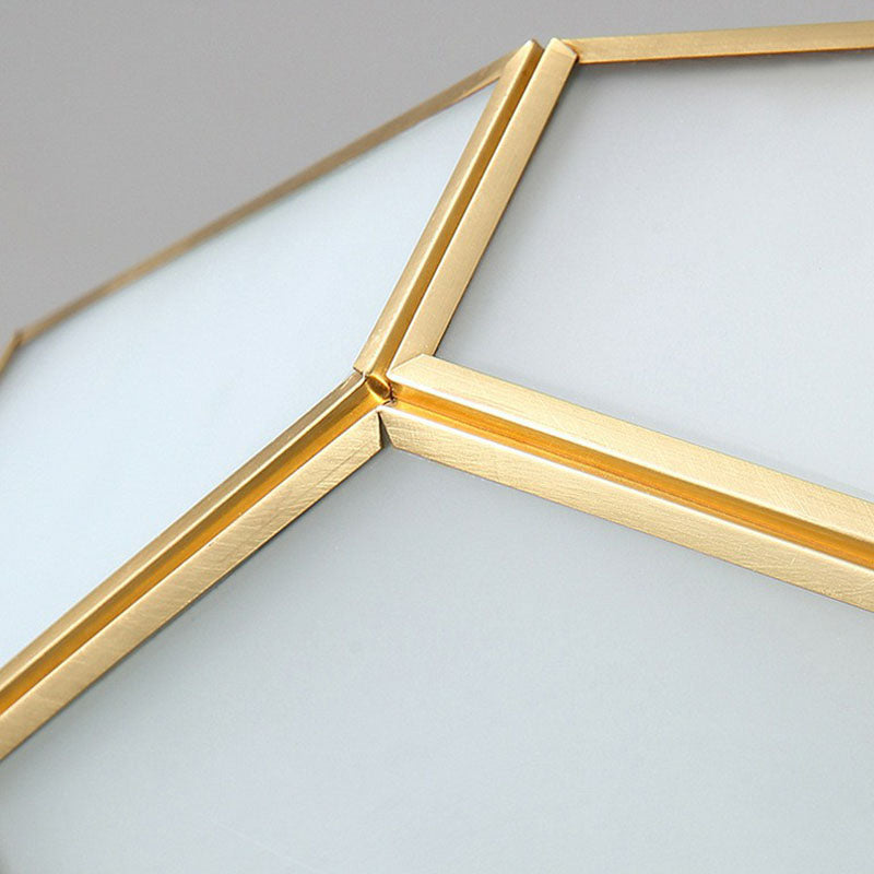 Brass Football Design Ceiling Light Minimalist White Glass Brass Finish Flush Light Fixture Clearhalo 'Ceiling Lights' 'Close To Ceiling Lights' 'Close to ceiling' 'Flush mount' Lighting' 2267918