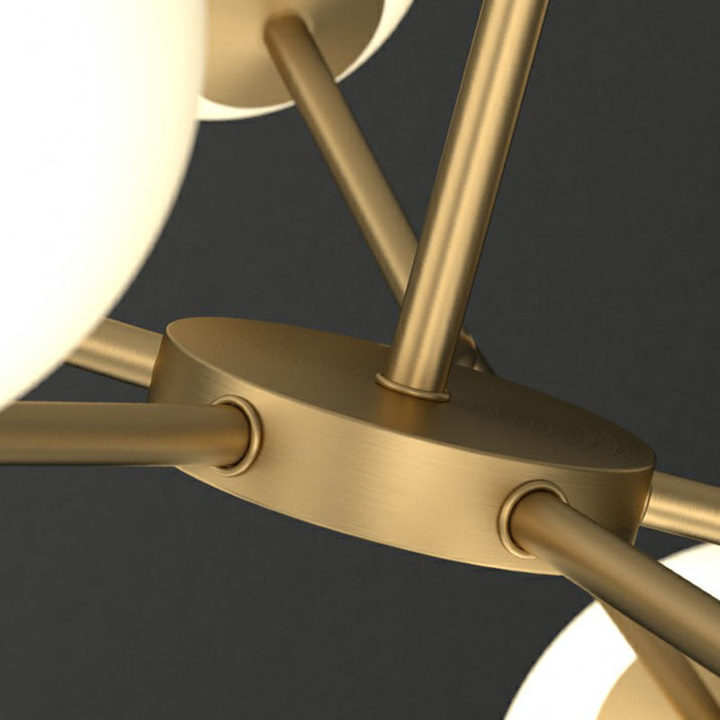 Cream Glass Molecular Chandelier Postmodern Style Pendant Lighting Fixture in Gold Clearhalo 'Ceiling Lights' 'Chandeliers' 'Modern Chandeliers' 'Modern' Lighting' 2268206