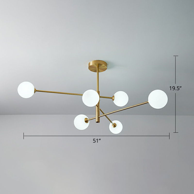 Molecule Glass Chandelier Lighting Minimalistic Gold Plated Hanging Ceiling Light 6 Gold Milk White Clearhalo 'Ceiling Lights' 'Chandeliers' 'Modern Chandeliers' 'Modern' Lighting' 2268209