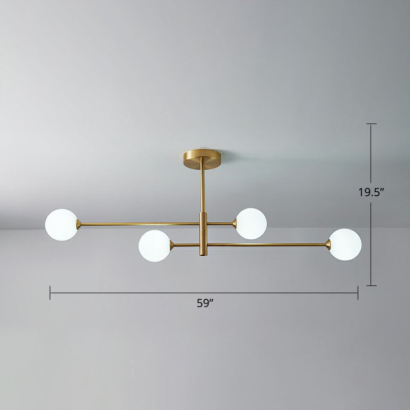 Molecule Glass Chandelier Lighting Minimalistic Gold Plated Hanging Ceiling Light 4 Gold Milk White Clearhalo 'Ceiling Lights' 'Chandeliers' 'Modern Chandeliers' 'Modern' Lighting' 2268211