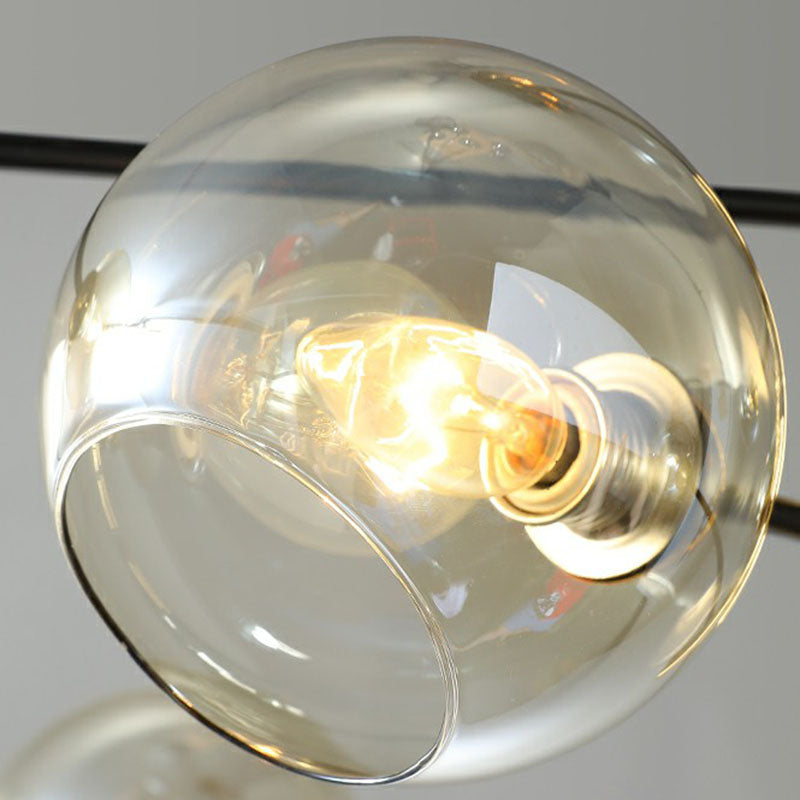 Glass Dome Chandelier Minimalism Black and Brass Suspended Lighting Fixture for Dining Room Clearhalo 'Ceiling Lights' 'Chandeliers' 'Clear' 'Industrial' 'Modern Chandeliers' 'Modern' 'Tiffany' 'Traditional Chandeliers' Lighting' 2268260