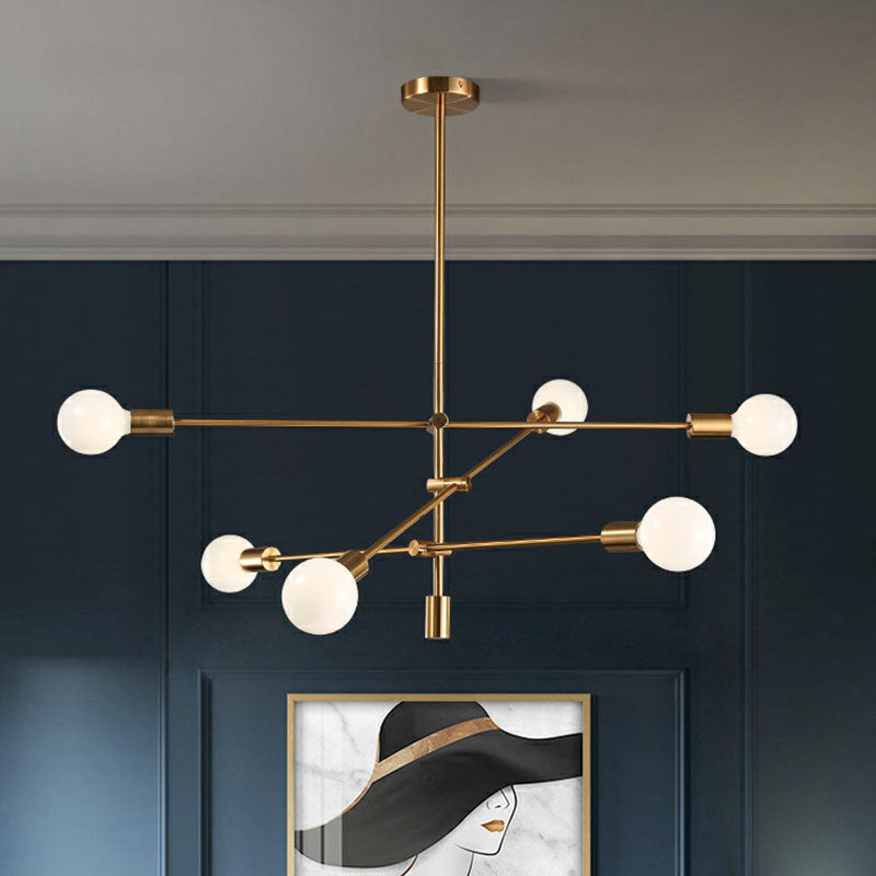 Exposed Bulb Design Chandelier Light Postmodern Metal Dining Room Ceiling Pendant with Adjustable Rod Arm Clearhalo 'Ceiling Lights' 'Chandeliers' 'Modern Chandeliers' 'Modern' Lighting' 2268291