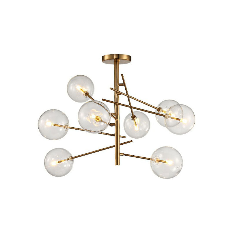 Ball Restaurant Chandelier Clear Glass Postmodern Style Suspension Light in Gold 8 Gold Clearhalo 'Ceiling Lights' 'Chandeliers' 'Modern Chandeliers' 'Modern' Lighting' 2268299