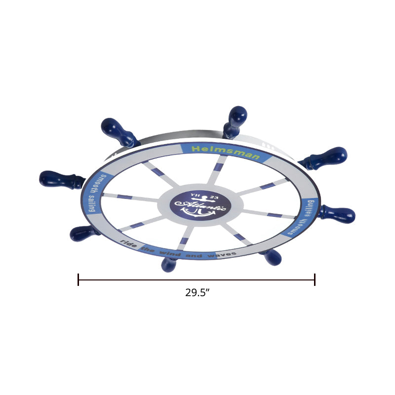 Rudder Bedroom LED Flush Mount Lighting Wood Kids Style Flush Mount Ceiling Light in Blue Blue 29.5" White Clearhalo 'Ceiling Lights' 'Close To Ceiling Lights' 'Close to ceiling' 'Flush mount' Lighting' 2268514