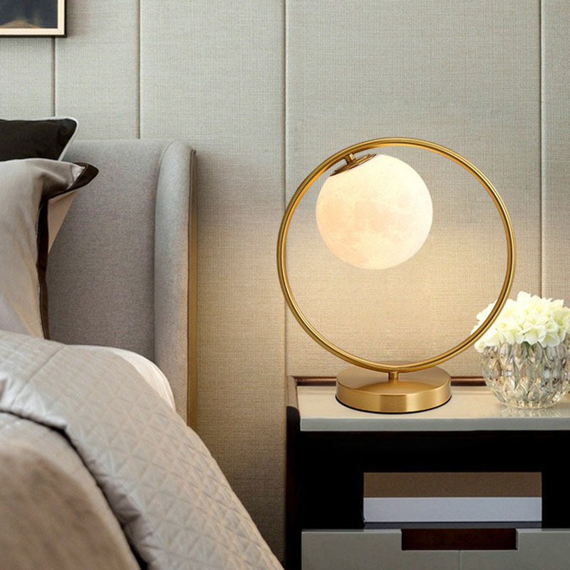 Opaline Glass Ball Night Stand Light Simplicity Gold Plated Table Lamp for Bedroom Clearhalo 'Lamps' 'Table Lamps' Lighting' 2268713
