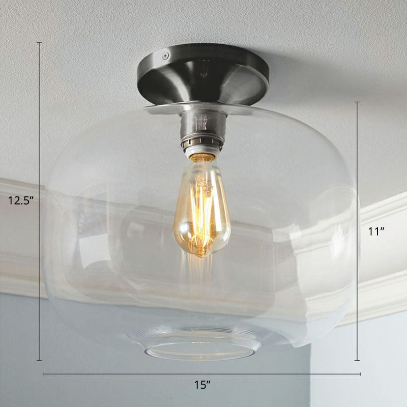 Minimalist Geometric Flushmount Light Glass 1 Bulb Balcony Semi-Flush Mount Ceiling Light Black F Clearhalo 'Ceiling Lights' 'Close To Ceiling Lights' 'Close to ceiling' 'Semi-flushmount' Lighting' 2268832