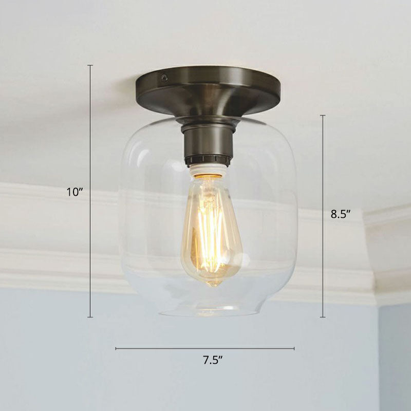 Minimalist Geometric Flushmount Light Glass 1 Bulb Balcony Semi-Flush Mount Ceiling Light Black G Clearhalo 'Ceiling Lights' 'Close To Ceiling Lights' 'Close to ceiling' 'Semi-flushmount' Lighting' 2268834