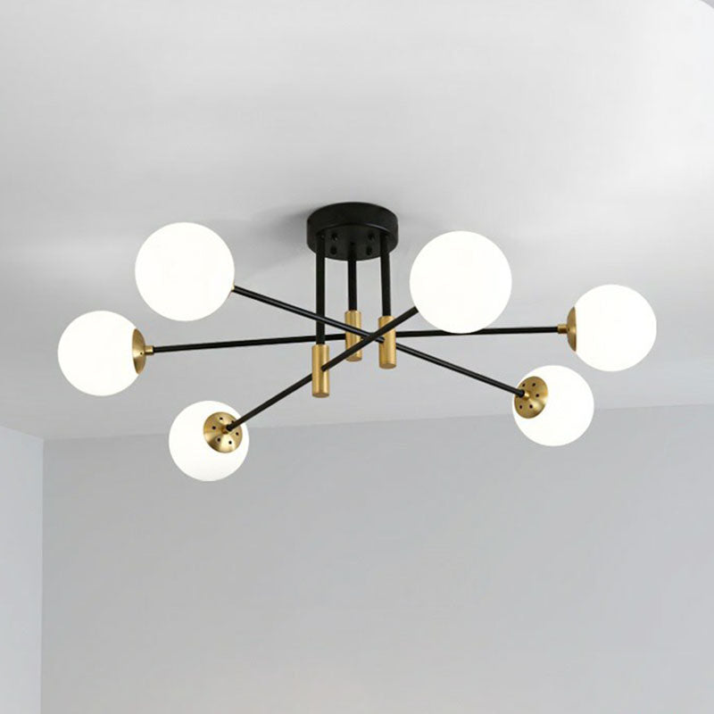 Ball Semi-Flush Mount Ceiling Light Modern Glass 6 Heads Bedroom Flush Light Fixture Clearhalo 'Ceiling Lights' 'Close To Ceiling Lights' 'Close to ceiling' 'Semi-flushmount' Lighting' 2268992