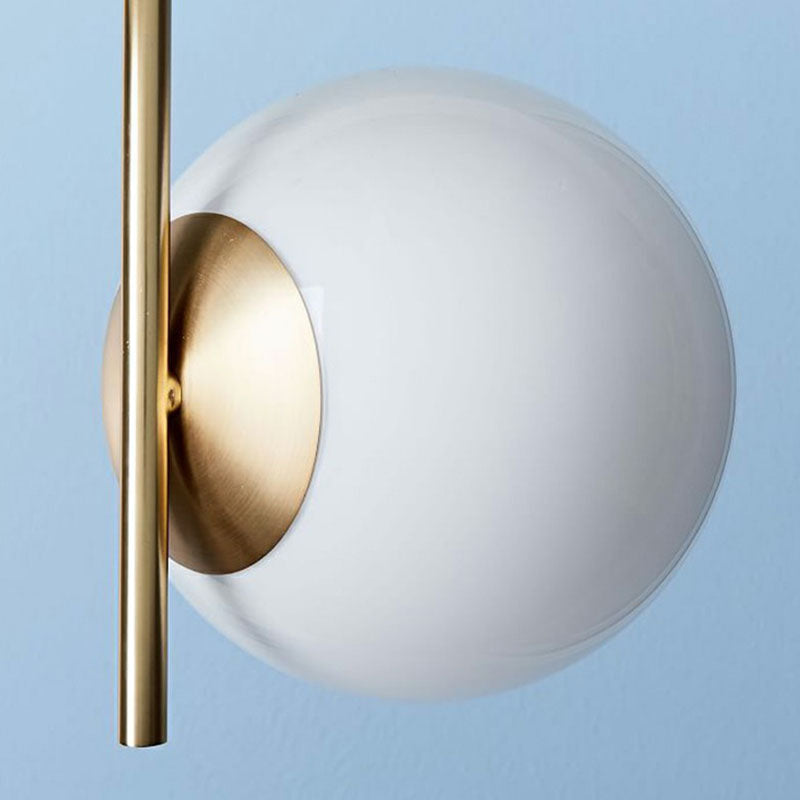 Minimalist Globe Suspension Lighting Opal Glass 2-Bulb Living Room Chandelier in Gold Clearhalo 'Ceiling Lights' 'Chandeliers' 'Modern Chandeliers' 'Modern' Lighting' 2269079