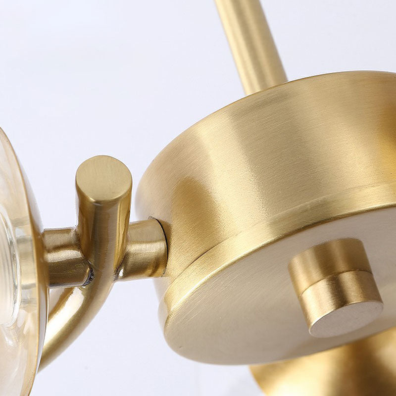 Antiqued Gold Swirl Semi Flush Light Postmodern Metallic Ceiling Lamp with Ball Clear and White Glass Shade Clearhalo 'Ceiling Lights' 'Close To Ceiling Lights' 'Close to ceiling' 'Semi-flushmount' Lighting' 2269128