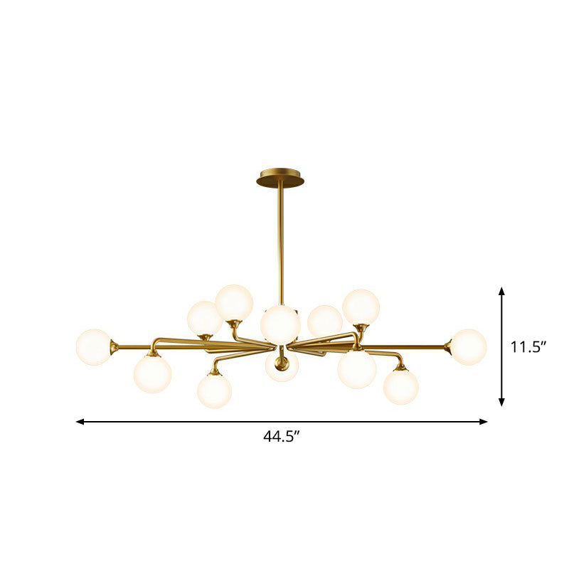 Sputnik Ceiling Chandelier Postmodern Milky Ball Glass Living Room Hanging Light Kit 12 Gold Clearhalo 'Ceiling Lights' 'Chandeliers' 'Modern Chandeliers' 'Modern' Lighting' 2269198