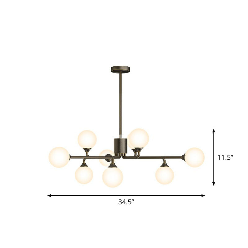 Sputnik Ceiling Chandelier Postmodern Milky Ball Glass Living Room Hanging Light Kit 9 Black Clearhalo 'Ceiling Lights' 'Chandeliers' 'Modern Chandeliers' 'Modern' Lighting' 2269201