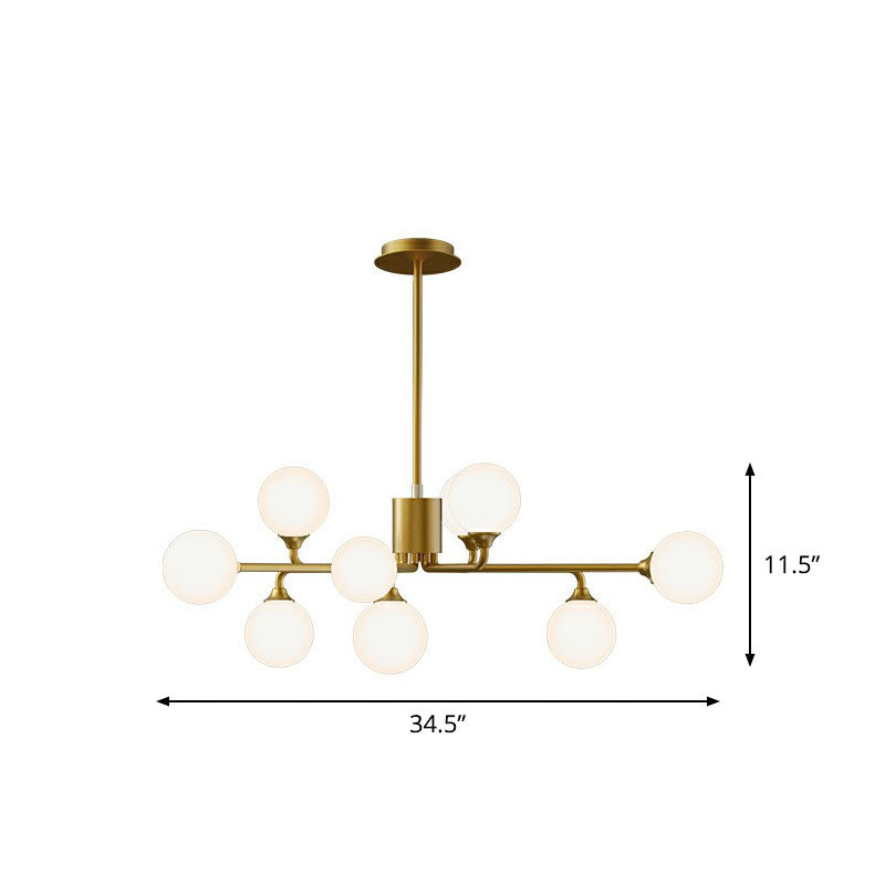 Sputnik Ceiling Chandelier Postmodern Milky Ball Glass Living Room Hanging Light Kit 9 Gold Clearhalo 'Ceiling Lights' 'Chandeliers' 'Modern Chandeliers' 'Modern' Lighting' 2269205