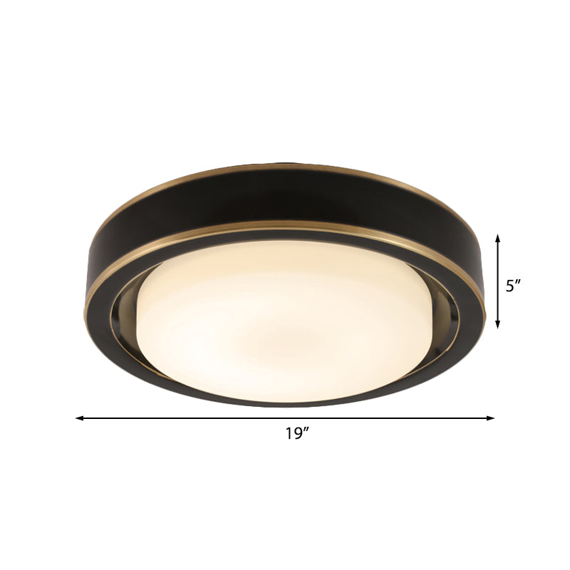 15"/19" W������Black/Brass������Drum Ceiling Light Fixture Classic������Frosted Glass������LED������Bedroom������Flush Mount������in������White/Warm������Light Clearhalo 'Ceiling Lights' 'Close To Ceiling Lights' 'Close to ceiling' 'Flush mount' Lighting' 227003