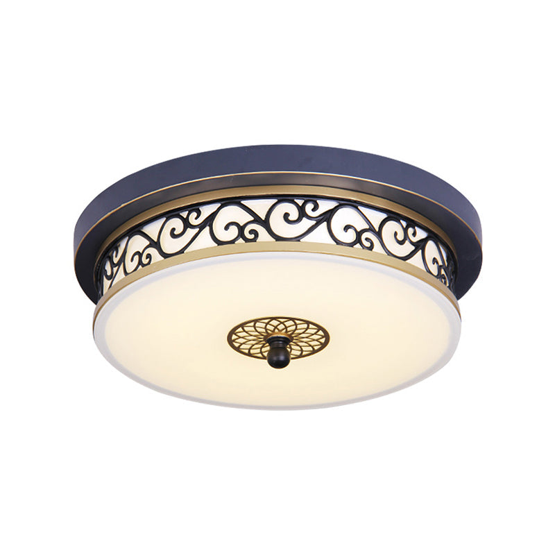 LED Living Room Ceiling Mounted Fixture Classic White Flush Light with Drum Frosted Glass Shade in������White/Warm������Light, 12"/16"/19.5" W Clearhalo 'Ceiling Lights' 'Close To Ceiling Lights' 'Close to ceiling' 'Flush mount' Lighting' 227009