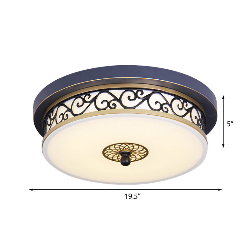 LED Living Room Ceiling Mounted Fixture Classic White Flush Light with Drum Frosted Glass Shade in������White/Warm������Light, 12"/16"/19.5" W Clearhalo 'Ceiling Lights' 'Close To Ceiling Lights' 'Close to ceiling' 'Flush mount' Lighting' 227012