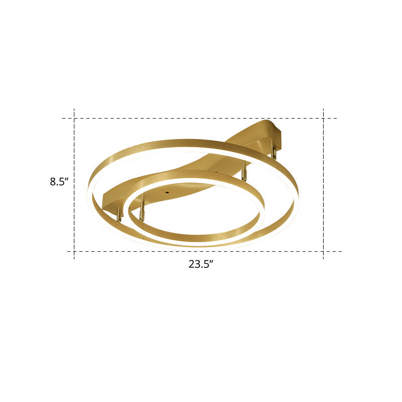 Gold Finish Ring Ceiling Mount Lamp Artistic Metal Adjustable LED Semi Flush Light Clearhalo 'Ceiling Lights' 'Close To Ceiling Lights' 'Close to ceiling' 'Semi-flushmount' Lighting' 2275336