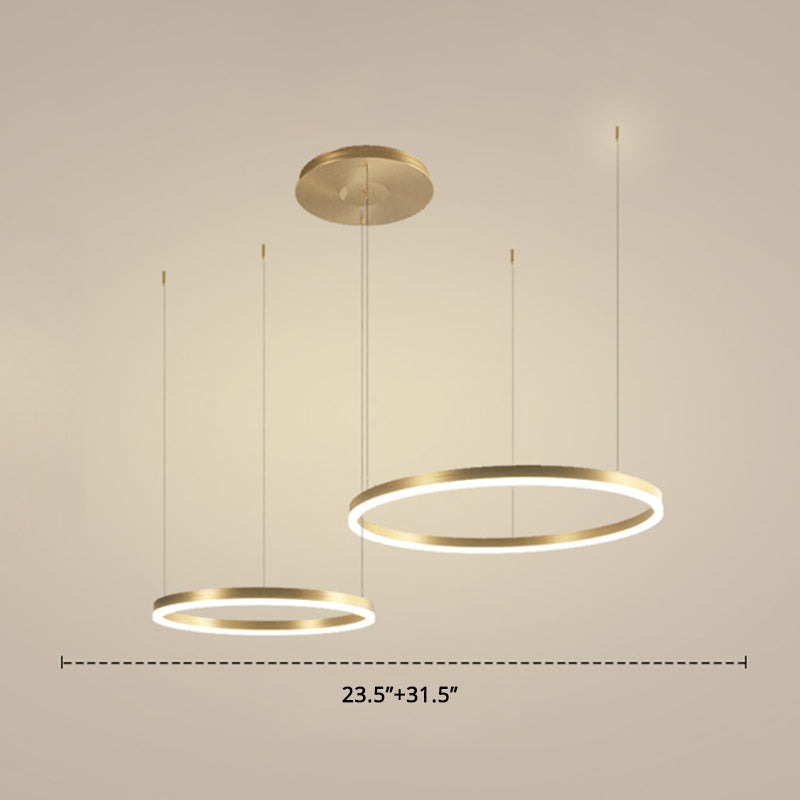 Metallic Ring 2-Layer Chandelier Pendant Lighting Contemporary Gold LED Hanging Light Gold 31.5" Clearhalo 'Ceiling Lights' 'Chandeliers' 'Modern Chandeliers' 'Modern' Lighting' 2275507