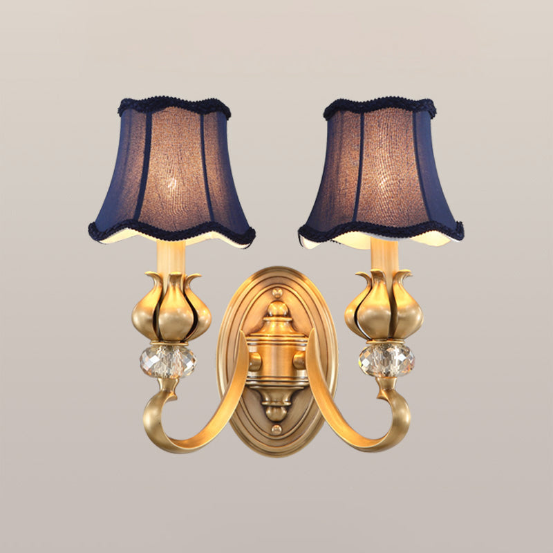 Flare Sconce Light Fixture Traditional Fabric Wall Mounted Lighting with Scalloped Trim 2.0 Dark Purple Clearhalo 'Wall Lamps & Sconces' 'Wall Lights' Lighting' 2275510