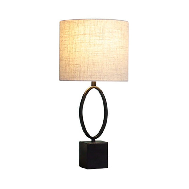 1 Light Night Light Minimalist Drum Fabric Reading Light with Black Z/O Base for Bedside Clearhalo 'Lamps' 'Table Lamps' Lighting' 227711