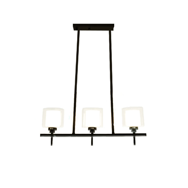 Cylinder Dining Room Island Lamp Traditional 3/4 Lights Hanging Light with Inner White Glass Shade Clearhalo 'Ceiling Lights' 'Glass shade' 'Glass' 'Island Lights' Lighting' 227783